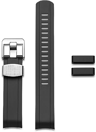 Crafter Blue CB13-GMT 20 mm gebogenes Ende Uhrenarmband Gummi Armband Ersatz für Seiko MM200 GMT, SPB381, SPB383, SPB385, SBEJ009, SBEJ013, SBEJ011 - Schwarz