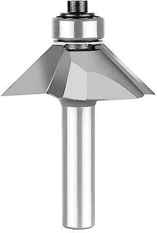 SpeTool Chamfer Router Bits 1/4 inch shank 45 Degree Edge Forming Router Bit with Bearing Self Guided Treatment 2 Flutes CNC Bit Cutter Woodworking Tool for Wood