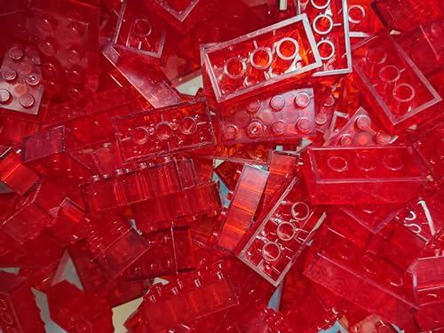 M4D 50 Bausteine Transparent Neon 3001 Transparent Lila Blau Grün Rot Klemmbausteine City (Rot)