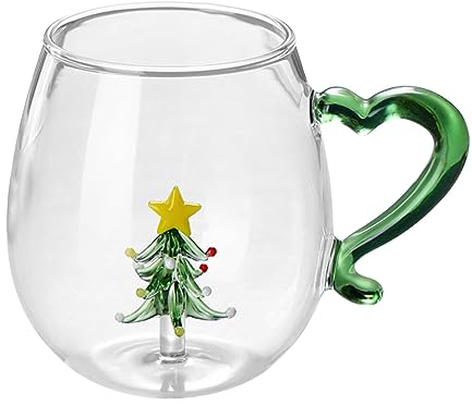 3D-Tier-Glasbecher – 400 ml Weihnachtsmotiv Tier im Glas, Weihnachts-Trinkgläser mit handwerklichen Details und 3D-Muster für Zorq