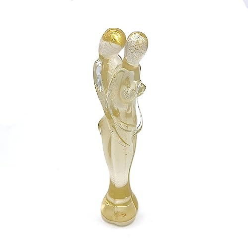 YourMurano - Murano Glas Liebe Skulptur der Umarmung Paar, Gold und Kristall geblasen Glas Figur, Made in Italy Liebe Geschenkidee