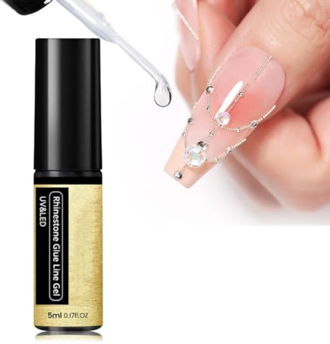 TBeautfave Nail Rhinestone Glue Gel, Solid Nail Glue Gel, Soak off Gel Clear No Wipe Adhesive, Nail Art Gel Glue for Rhinestones Crystal Resin Gems Diamonds Jewelry Gel Nail Polish Decoration