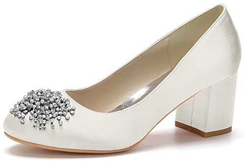 Scarpe Donna Tacco Alto Casual Comodi Pianta Larga Tacco Grosso Carpe Cerimonia Eleganti Sposa Tacchi