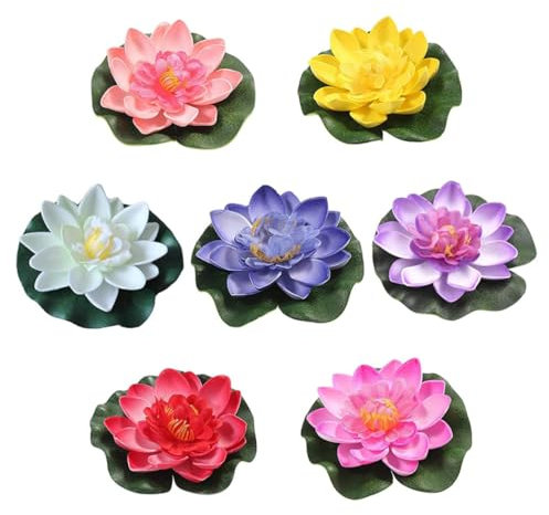 Zerodeko 7stücke Künstliche Lotus Ornamente Teich Dekore Wasser Oberfläche Schwimm Dekore Für Aquarien Teiche Und Pools