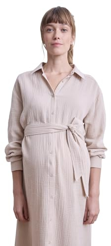 VERTBAUDET Robe-Chemise Longue Gaze de Coton Grossesse et Allaitement Beige 40