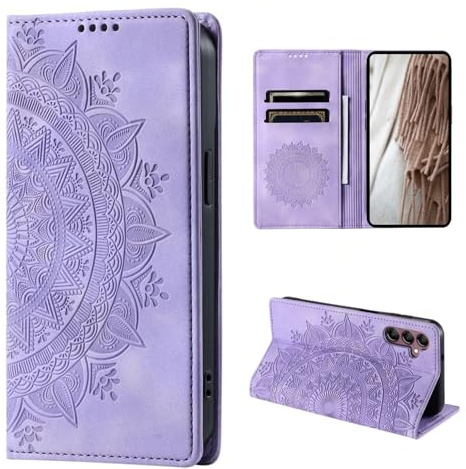 CoverKingz Handyhülle für Samsung Galaxy A05s 4G - Handytasche mit Kartenfach Klapp Etui Cover - Handy Hülle klappbar Motiv Mandala Lila