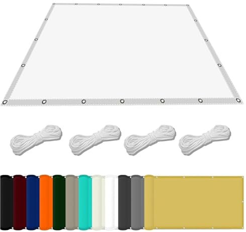 Sonnensegel Quadratisch 1.9 x 3 m Wasserdicht Sonnenschirm Balkon Reißfest UV-Schutz nach Mass Polyestergewebe Mit Seil Sonnenschutz Markise für Pool und glasdach, Weiß