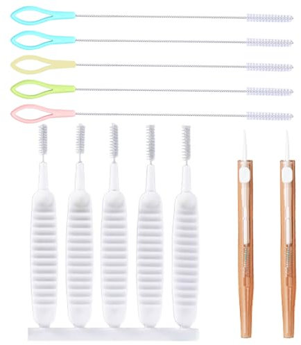 DHWEKU Brosses à Paille,12 Pcs Brosse de Nettoyage de Paille, Brosses de Nettoyage de Paille, Brosse à Bouteilles,Brosse de Tube à Essai,Brosse à Mini-Crevasse pour Trou De Douche Anti-Colmatage