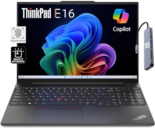 Lenovo ThinkPad E16 Business Laptop (16 FHD+, AMD Ryzen 5 7530U (> i7-1165G7), 16GB RAM, 512GB SSD) Fingerprint, Backlit, 1080p Webcam, IST Hub, Wi-Fi 6, Ethernet, Win 11 Pro w/AI Copilot, Black