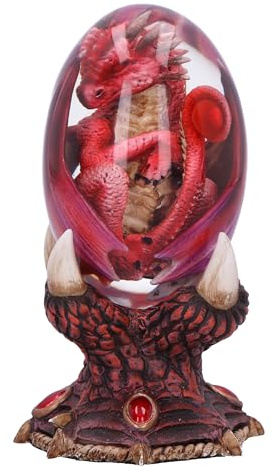 Nemesis Now Elemental Dragonlings, Fire Red Dragon Glass Egg Figurine | Resin, Red, Cast in the Finest Resin, Expertly Hand-Painted