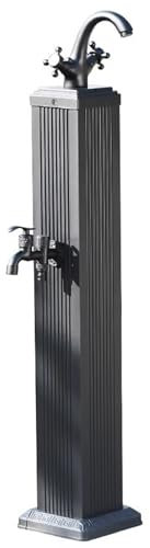 Wasserzapfsäule Garten Freistehende Garten-Wassersäule Mit 2 Wasserhähnen, Wassersäule Aus Aluminiumlegierung, Dekorativer Gartenhydrant Für Waschen Und Bewässern Von Autos