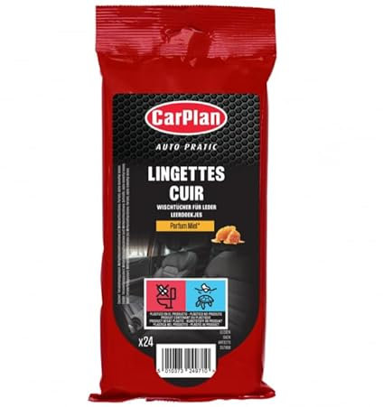 Carplan Auto Pratic 24 Lingettes Nettoyantes Cuir Parfumées Miel