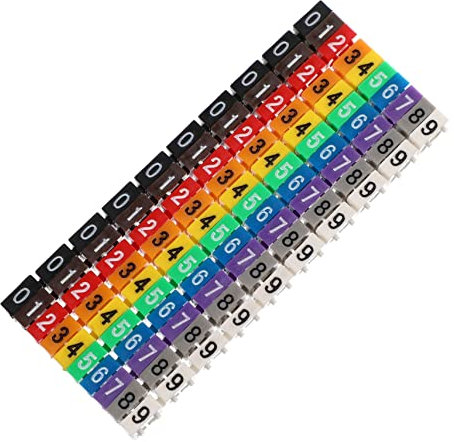 MERRYHAPY Etiquetas Para Cables Multicolores Números 0-9 Organizador Para Gestión De Cables Material Plástico Reutilizable Diámetro 6 Mm y Eléctricos Kit De 100 Unidades