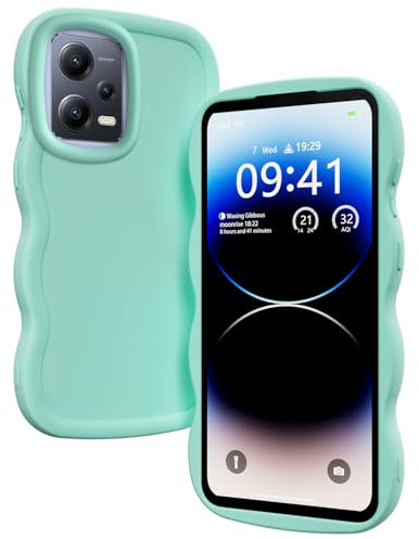 XINYEXIN Coque pour Xiaomi Redmi Note 12 5G / Poco X5 5G, Étui Housse Vague Cadre Forme Bouclée Mignon Liquide Silicone Antichoc - Vert
