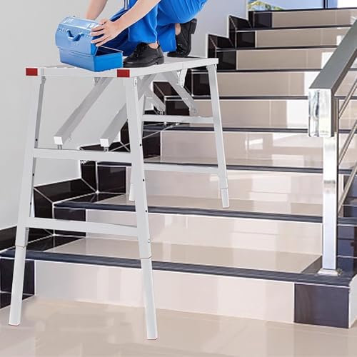 Elitix Piattaforma di Lavoro 4 5 6 Ft Piattaforma di Ponteggio per Scale Esterne e Interne, Scala Telescopica Regolabile con Perni, Set Completo di Ponteggio per Edilizia(160x25cm(63 x9 7/8))