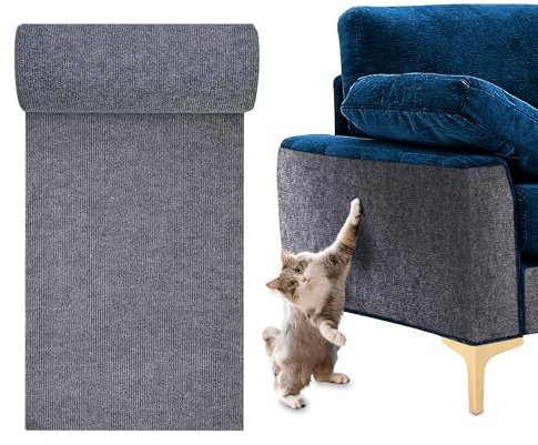CORAZOO - Alfombra Rascador para Gatos con Cepillo Quita Pelos, Protector Sofa Gatos Arañazo 200 x 40 cm, Tapete de Poliéster Autoadhesivo y Resistente, Evita Arañazos en Sofás y Muebles