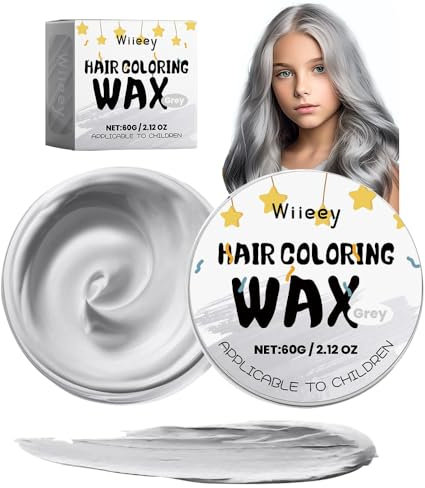 Kinder temporäre Haarfarbe Wachs, Frauen Männer natürliche Instant-Frisur Creme, farbige Haare Styling Schlamm für Mädchen Jungen Teens, DIY Instant Haar färben Gel für Cosplay, Party (Grau, 60g)