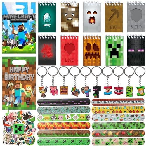 HYZMSZA 102 Stück Videospiel Party Mitgebsel, Kindergeburtstag Gastgeschenke, Give Away Gastgeschenk für Kindergeburtstag, Gamer Gastgeschenke Mitgebsel Set, Pixel Party Mitgebsel Kinder