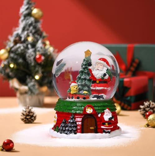 Weihnachts-Kristallkugel, Ornament, festlicher Schneekugel mit Weihnachtsmann und Weihnachtsbaum-Design, ideal und Heimdekoration