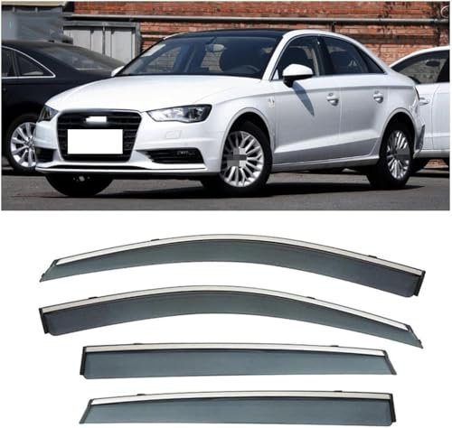Auto Windabweiser für Audi A3 Saloon 2014-2020, Auto-Seitenfenster-Windabweiser Visiere Regenschutz Abweiser Türvisier Windabweiser