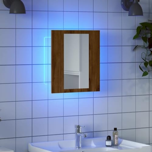 Myheimly Spiegelschrank mit LED-Leuchten 40x12x45 cm,Eiche handwerklich