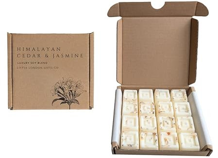 Luxury Soy Wax Melts – Himalayan Cedar & Jasmine, Highly Scented, Long-Lasting Home Fragrance, Gift Set - 16 Melts Various Scents - Perfect for Gifts (Himalayan Cedar & Jasmine)