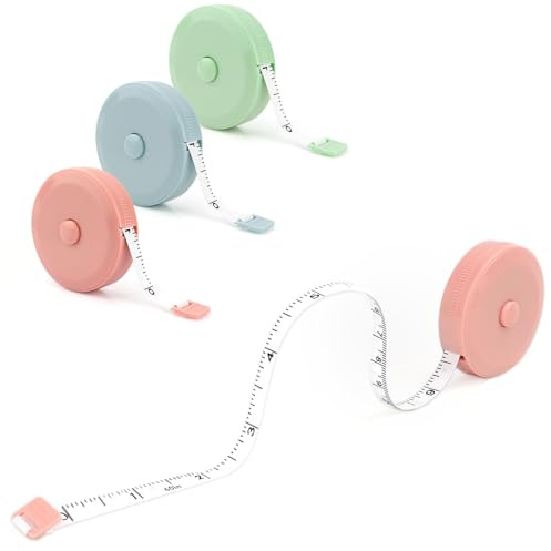 3 Stück Automatisch Einziehbares Maßband,Massband Körper Schneidermaßband | Körper Schneidermaßband Measuring Tape,von Länge, Brust, Taille,Schneidern(Blau,Grün,Rosa)