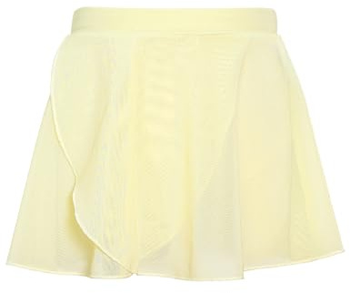 Qiyunfly Girls Ballet Practice Skirt with Soft Mesh Fabric Light Yellow