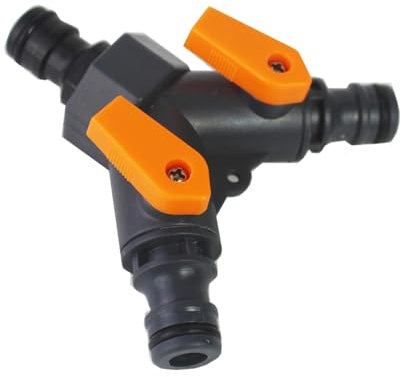 Connecteur de tuyau en Y – Vanne séparateur de jardin, coupleur de robinet bidirectionnel | Raccord en T durable pour tuyau d'eau, répartiteur de tuyau avec vannes d'arrêt pour robinet extérieur