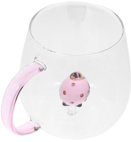 Cabilock Tazza Borosilicato Trasparente con Charm Fragola Tazza da e Tè per Colazione per Latte e Bevande Facile da e Stabile su Piano