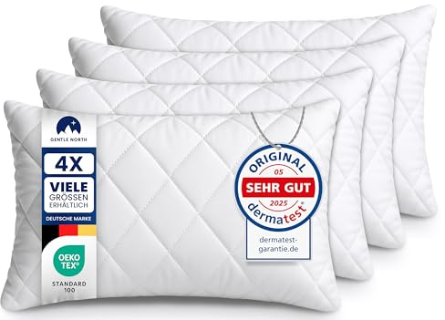 Gentle North Kopfkissen (50x60 cm groß) - 4er Set Kissen für Bett und als Dekokissen - Mit Reißverschluss für Füllung - Sofakissen - Zierkissen für Couch und Sofa - Ökotex - Waschbar bis 60° - Weiß