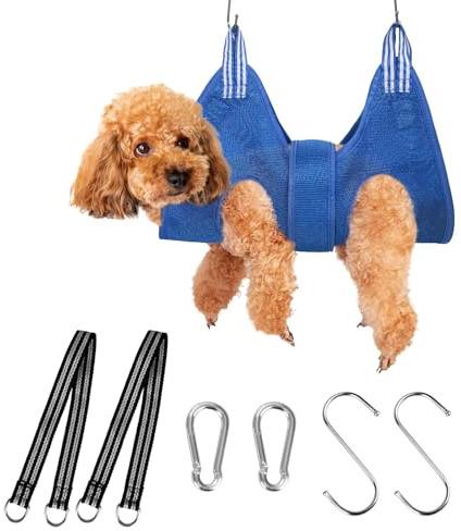 Dog Grooming Hammock Kit, MACUNIN Upgraded Pet Grooming Harness with Adjustable Velcro Widen Strap, Dog Grooming Hammock Pet Supplies for Dog Cat Claw Care, Grooming, Bathing, Nail Trimming