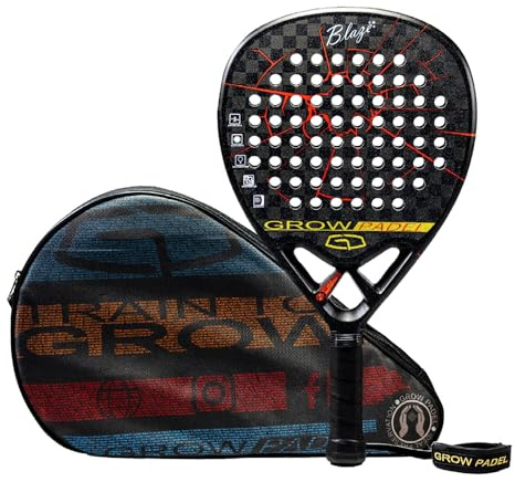 GROWPADEL Racchetta Padel Uomo Donna in Carbonio 12K, Racchetta da Padel Intermedio Avanzato, Forma Diamante, EVA Soft, Superficie Ruvida per Spin, Bilanciamento Medio, Custodia Inclusa