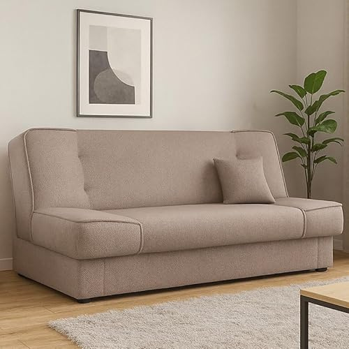 Agritrade AK GABI 3 Seater Sofa Bed with Storage – Sofa Couch with Sleeping Function, Click-Clack Mechanism, Supportive Foam Seating, Modern Compact Design for Flats & Guest Rooms