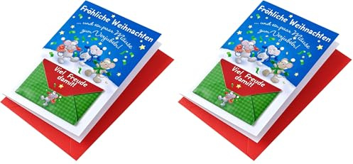 Perleberg Weihnachtskarte Geldgeschenk mit Umschlag - hochwertige Karte mit Geldfach und weihnachtlichem Mäuse-Motiv - Geldkarte Weihnachten für einen besonderen Wunsch - Grußkarte 11,6 x 16,6 cm