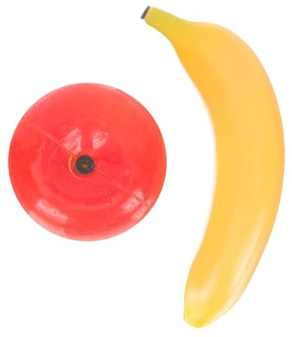 HEMOTON 2 Pieces Fruit Shakers Musical Percussion Instruments, Plastic Apple and Banana Maracas for Early Learning and Preschool Music Activities