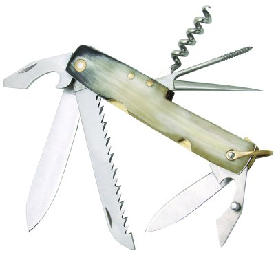 Deejo Multifunktionsmesser Le Retro mit Horngriff, Multitool aus Edelstahl