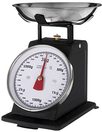Premier Housewares Balance de Cuisine Mécanique- Bol Inox - Noir Mat - 3 kg