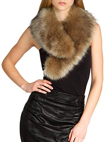 Caspar STO001 Damen Kunst Pelzkragen, Farbe:braun, Größe:One Size