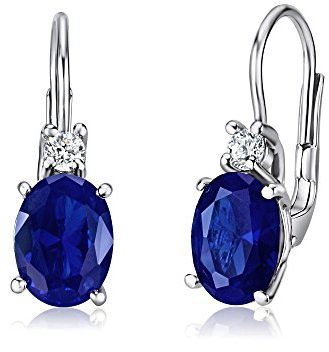 SILVEGO Damen Ohrringe aus 925 Sterling Silber mit synthetischem Saphir