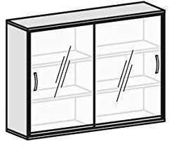 Geramöbel Schiebetürenschrank mit satinierten Glas-Schiebetüren, mit Mittelseite, 4 Dekor-Einlegeböden, Nicht abschließbar, 1600x425x1152, Nussbaum