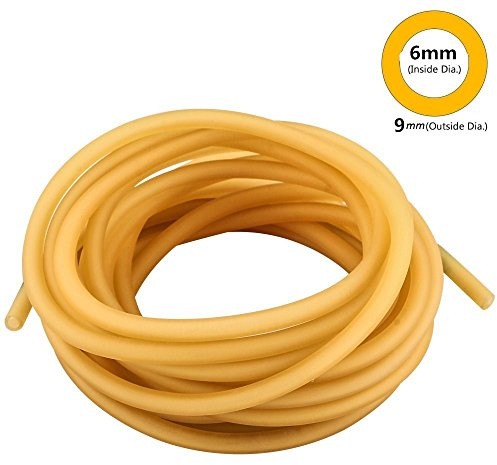 HONGCI 5m Natural Latex Rubber Band Fitness Muscles Rally Exercise Outdoor Slingshot Catapult Elastic Part with Sevenfold Stretch (6x9mm)