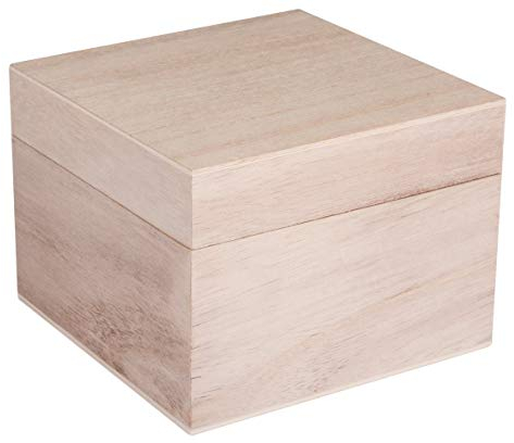 Rayher Aufbewahrungs-/Holz-Box, mit Deckel, 12x12x9cm, Holzkiste, Holzschachtel mit abnehmbarem Deckel, FSC Mix Credit, 62816000