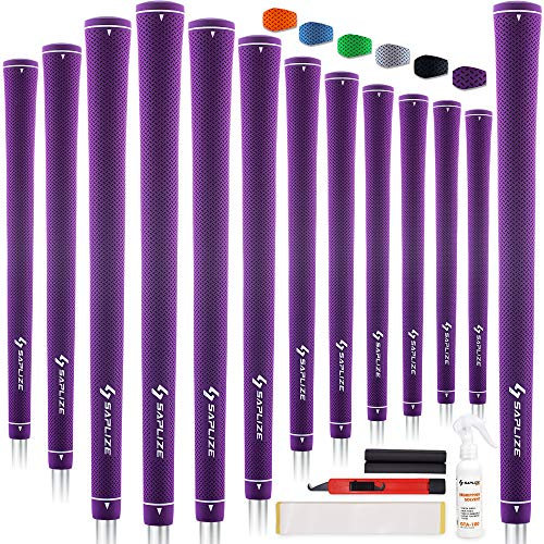 SAPLIZE Golf Grips, 13 Set with Complete Regripping kit, Standard Size, Rubber Golf Club Grip, Purple