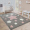 Paco Home Kinderteppich, Moderner Kinderzimmer Teppich in Pastell Farben m.Stern Motiven, Grösse:80x150 cm, Farbe:Grau