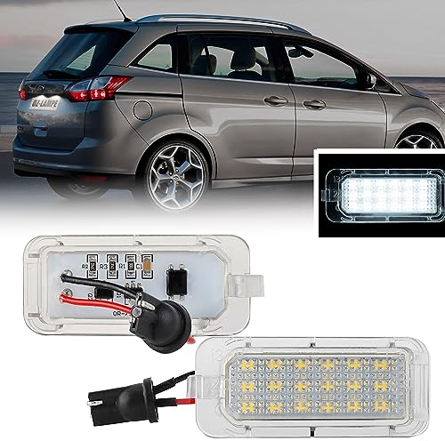OZ-LAMPE LED Kennzeichenbeleuchtung für Fo-rd Fiesta Focus Galaxy Grand C-Max Escape Mondeo Ranger S-MAX Jaguar XF, Kennzeichen mit CAN-Bus, Nummernschildbeleuchtung LED 2 Stücke 18 * 2835 SMD