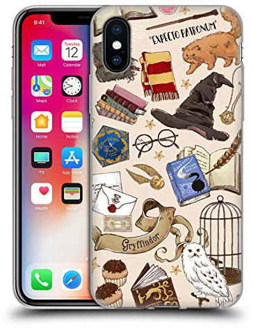 Head Case Designs Licenciado Oficialmente Harry Potter Patrón Hogwarts Reliquias de la Muerte XXXVII Caso Funda de Gel Suave Compatible con Apple iPhone X/iPhone XS