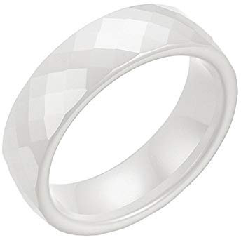 PAURO Damen Herren Schmuck Hoch Poliert Klassisch Design Engagement Hochzeitsband Ringe Keramik 8MM Weiß Größe 52 (16.6)