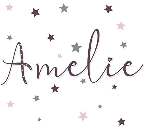 Türaufkleber mit Namen | Wandtattoo Kinderzimmer Namensaufkleber Wunschname Sterne Pastellfarben für Kinder | timalo® | 73096-Set01-30