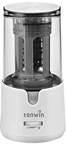 Elektrischer Bleistiftspitzer für Buntstifte, schneller Anspitzer für 6–12 mm Bleistifte, robust, für Büro, Schule, Klassenzimmer, Zuhause, tragbar, Auto-Stop (weiß)